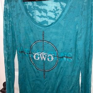 Girls with Guns sheer long sleeve shirt